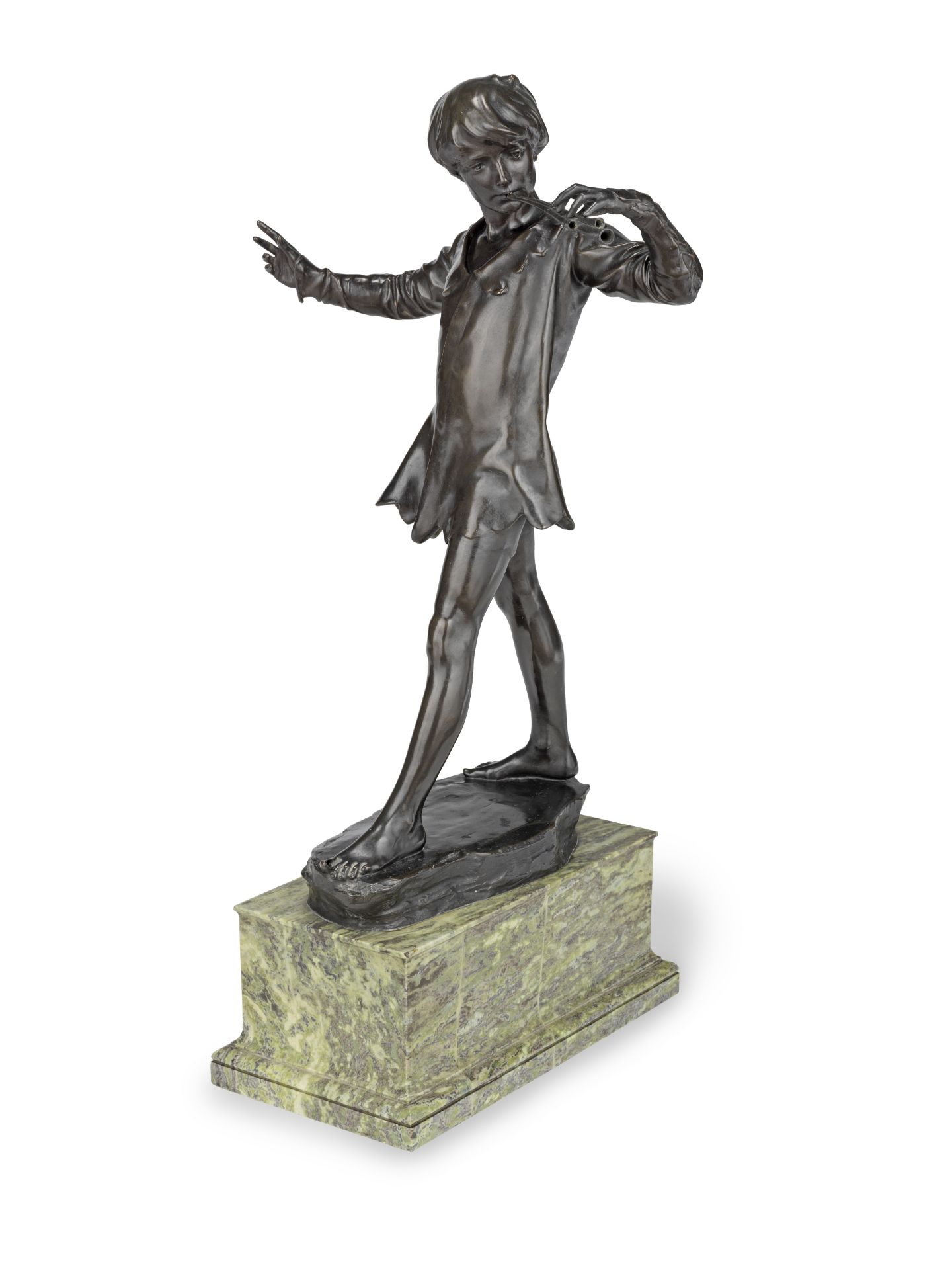 Sir George James Frampton (British, 1860-1928): A patinated bronze figure of 'Peter Pan' the fig...