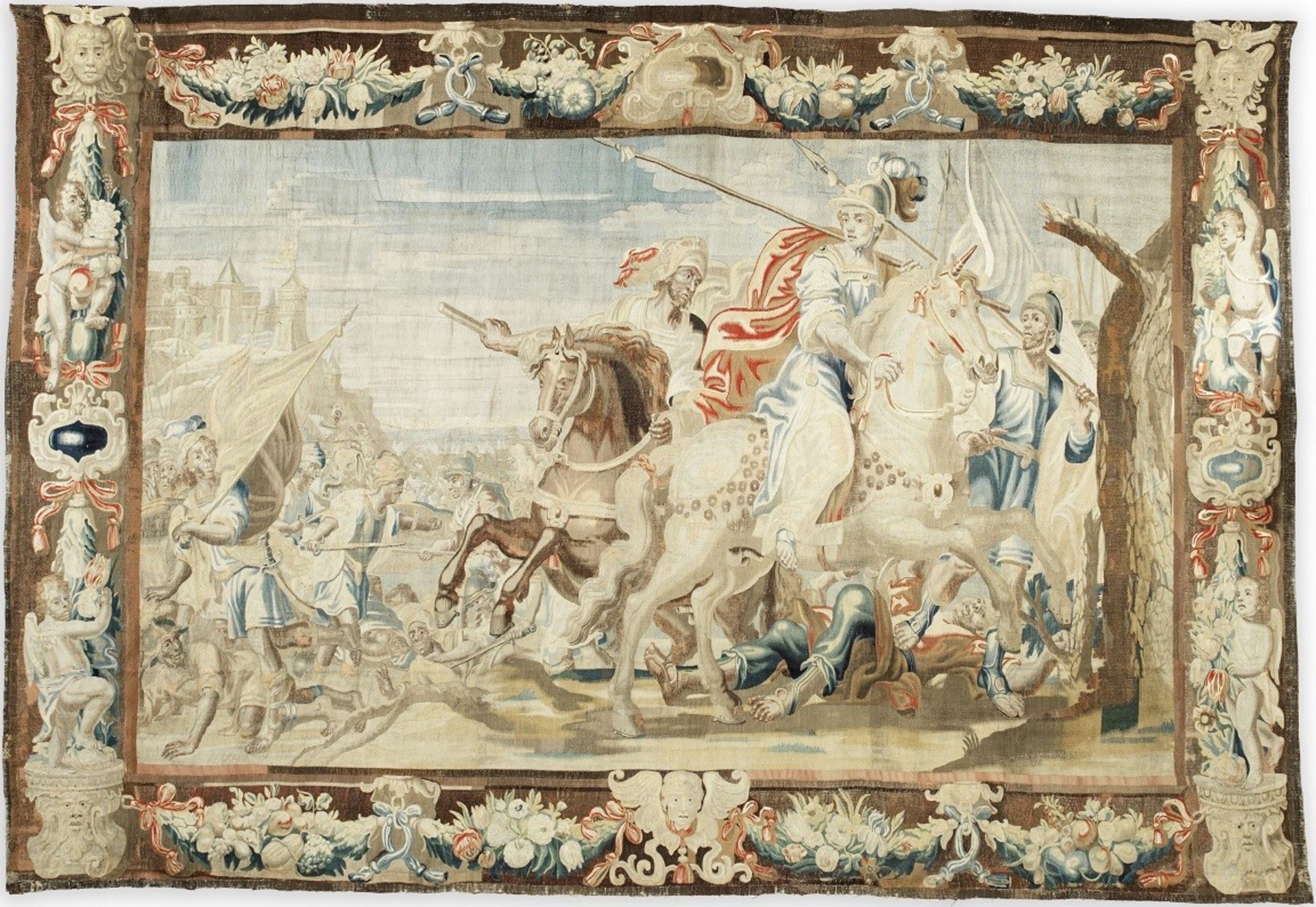 A striking Flemish Historical Tapestry of the Battle of Gaugamela 17th Century 520cm x 340.5cm