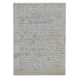 RUSKIN (JOHN) Autograph manuscript leaf from Ruskin's work on Giorgione and Turner, The Two Boyho...