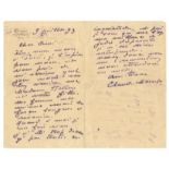 MONET (CLAUDE) Autograph letter signed ('Claude Monet') to 'Cher Ami' [Paul C&#233;sar Helleu], i...