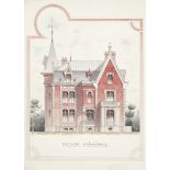 ARCHITECTURE - FRANCE Four fine original architectural designs for the four elevations of a fin-d...
