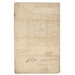 PEPYS (SAMUEL) Document signed ('SPepys'), directing Sir Stephen Fox, paymaster of his Majesty's ...