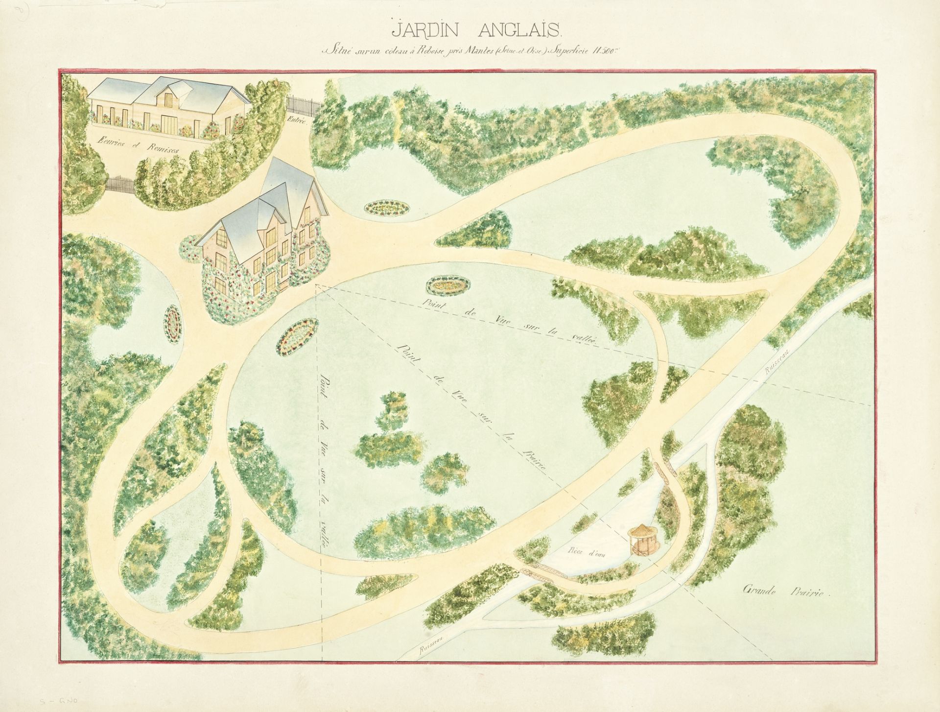 GARDENS - FRANCE Five original bird's-eye view designs for grand public gardens in the Swiss, Ger...