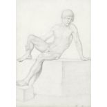 Karl Ballenberger (German, 1801-1860) An academic seated male nude (with another larger work in p...