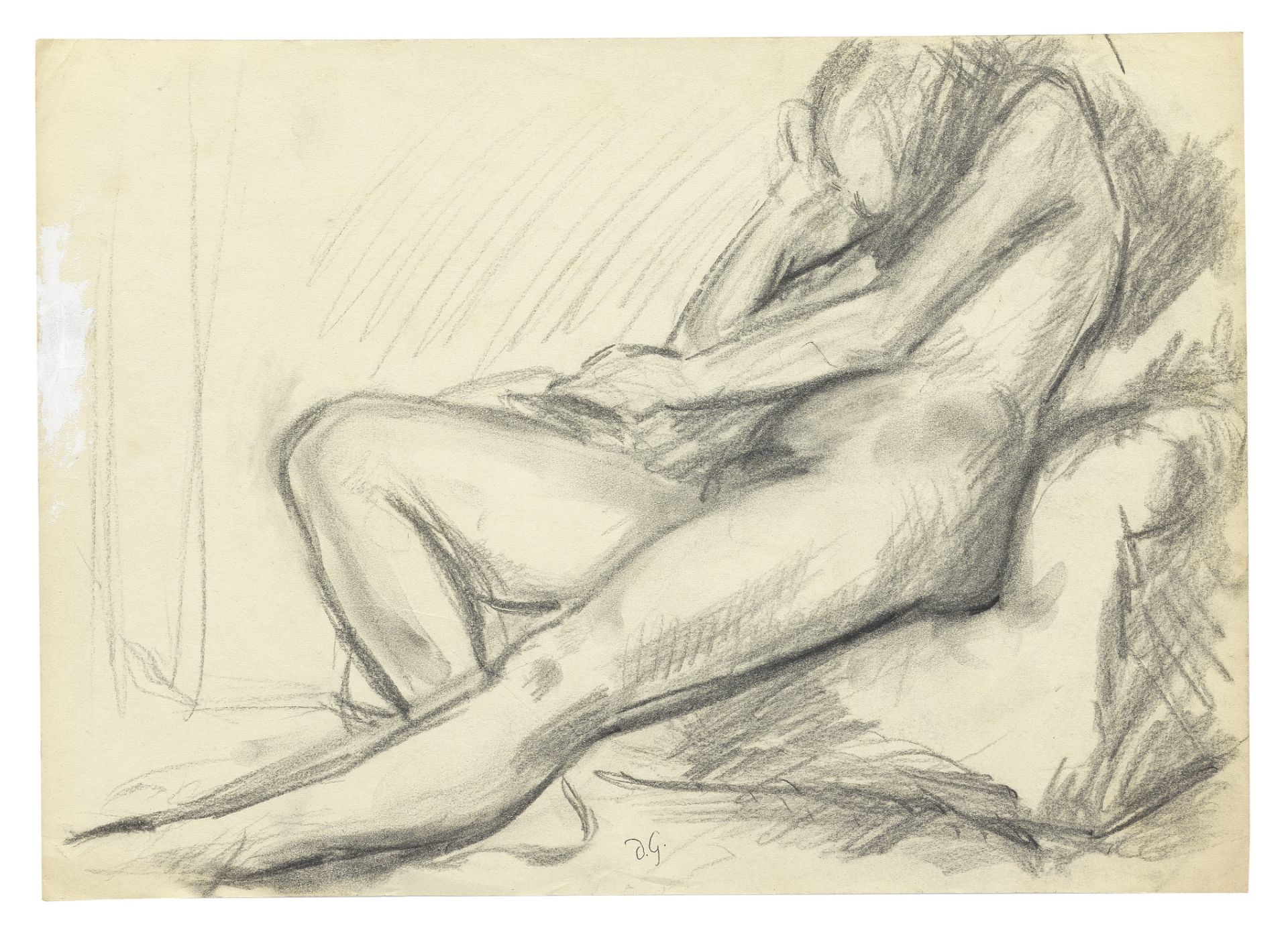 Duncan Grant (British, 1885-1978) Male nude (2) 25.4 x 35.5 cm. (10 x 14 in.) unframed (Executed ...