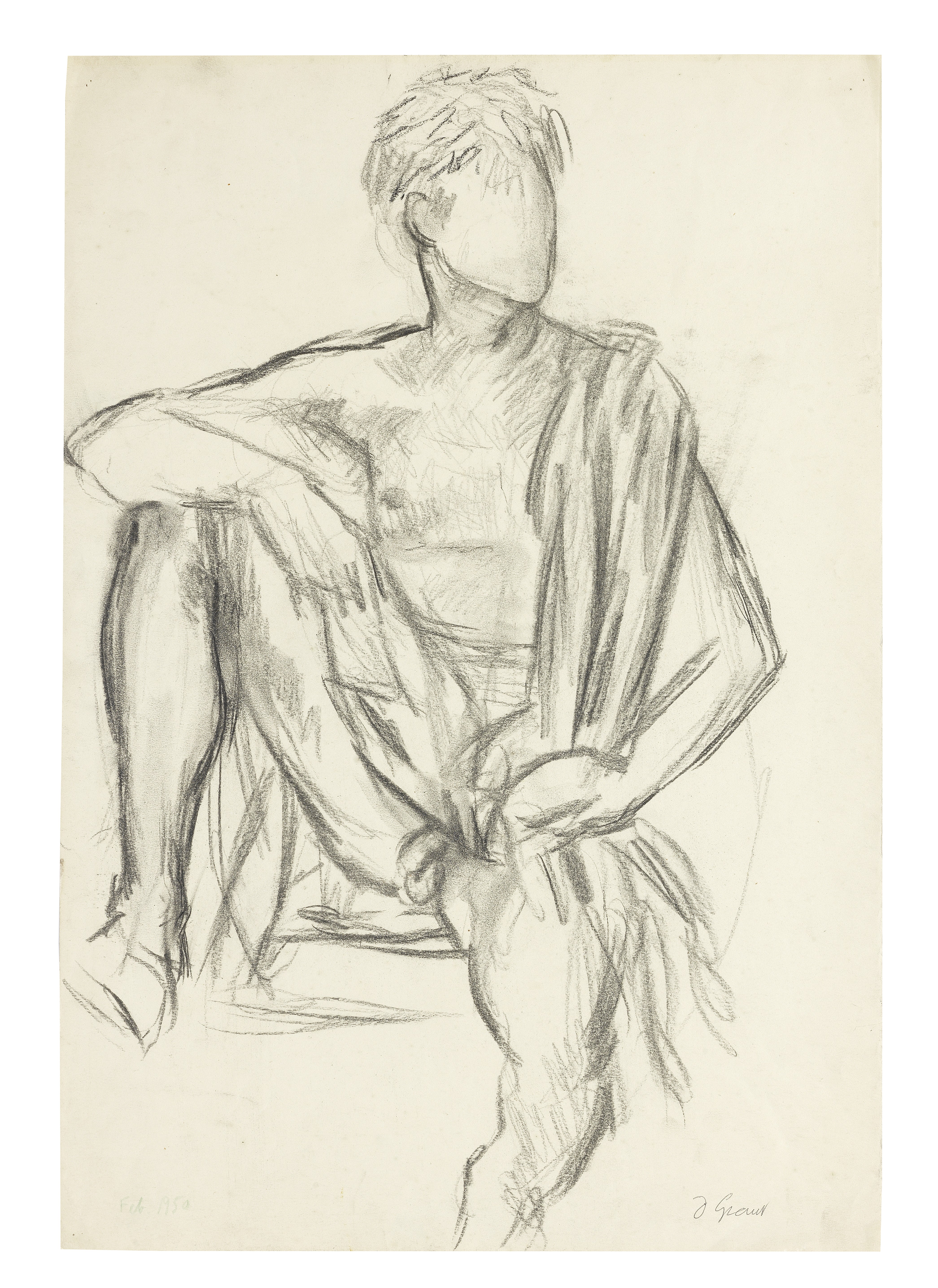 Duncan Grant (British, 1885-1978) Paul Roche seated (2) 55.9 x 38.1 cm. (22 x 15 in.) unframed (...