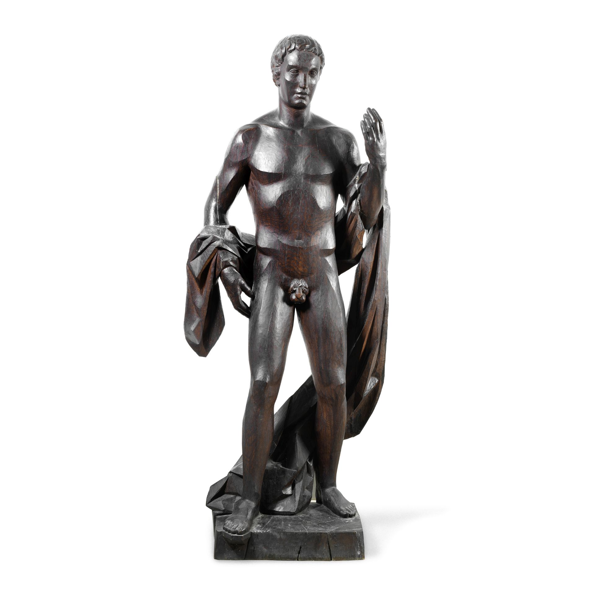 Franz Barwig the younger (Austrian, 1903-1985) An impressive sculpted wood figure of Apollo, 159c...