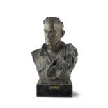 Reginald Lewis (British, 1899-1990) A bronze bust of Alex Henshaw, Spitfire test pilot 67cm high ...