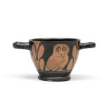 A Greek red-figure owl skyphos