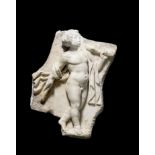 A Roman marble sarcophagus relief fragment