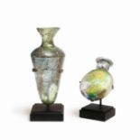 Two Roman green glass flasks 2