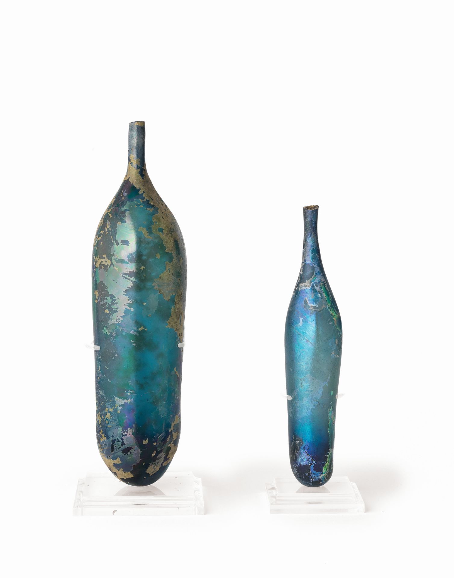 Two Islamic cobalt blue glass bottles 2