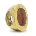 A Roman gold and carnelian intaglio ring of a maenad