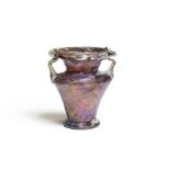 A Roman aubergine glass twin-handled jar