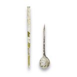 A Roman glass spoon and a Roman glass cosmetic implement 2