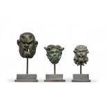 Three Roman bronze satyr mask appliqu&#233;s 3