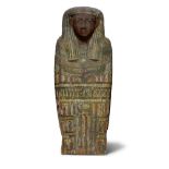 An Egyptian painted wood upper part of an anthropoid coffin lid for Wennefer