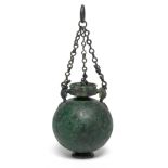 A Roman bronze lidded aryballos