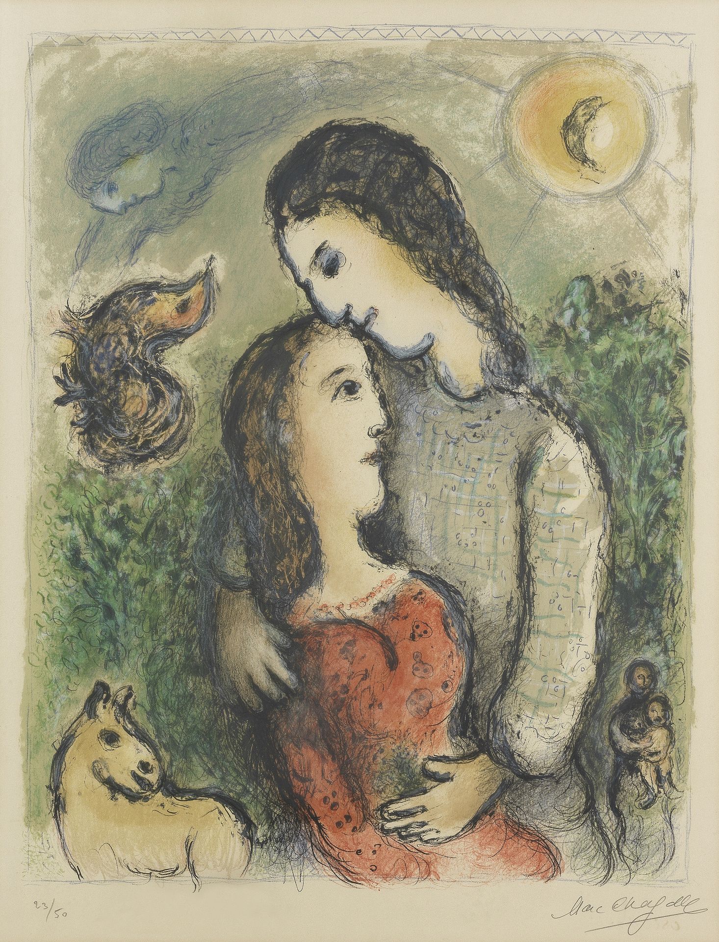 Marc Chagall (1887-1985) Les Adolescents Lithograph in colours, 1975, on Arches wove paper, signe...