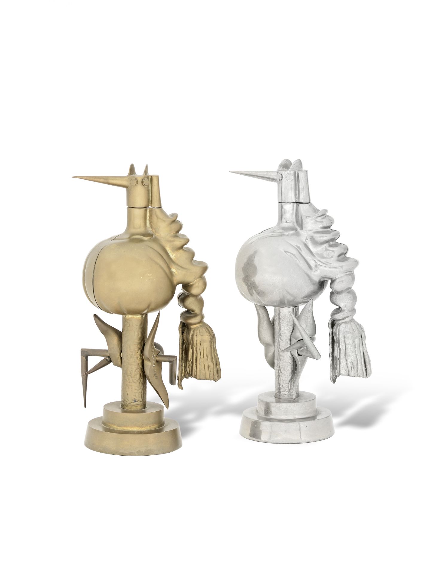 WIFREDO LAM (1902-1982) Oiseau de Feu; Oiseau de Fer Two brass multiples, one polished and one ch...