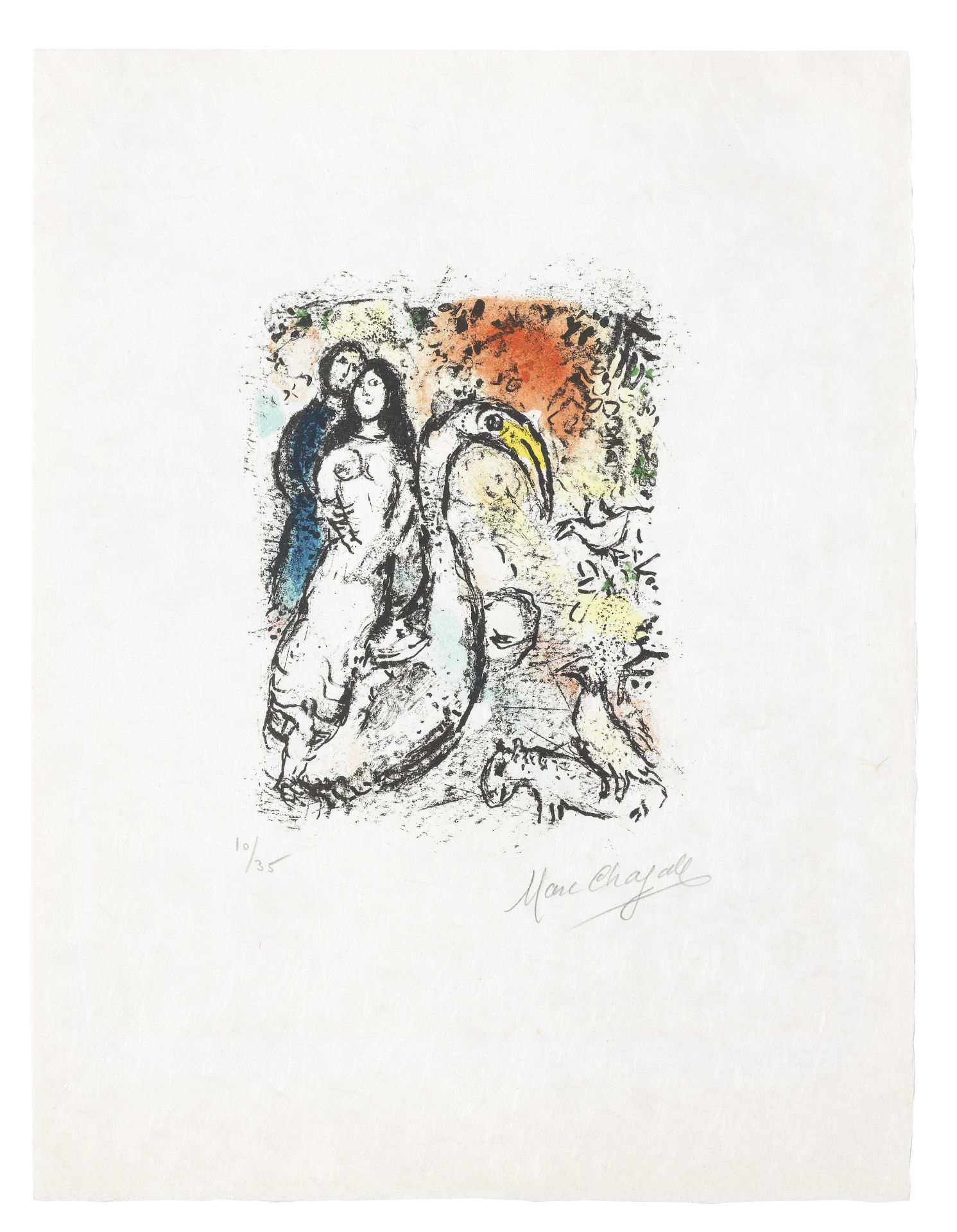 MARC CHAGALL (1887-1985) L'&#233;l&#233;gie des Aliz&#233;s Lithograph in colours, 1969, on Japon...