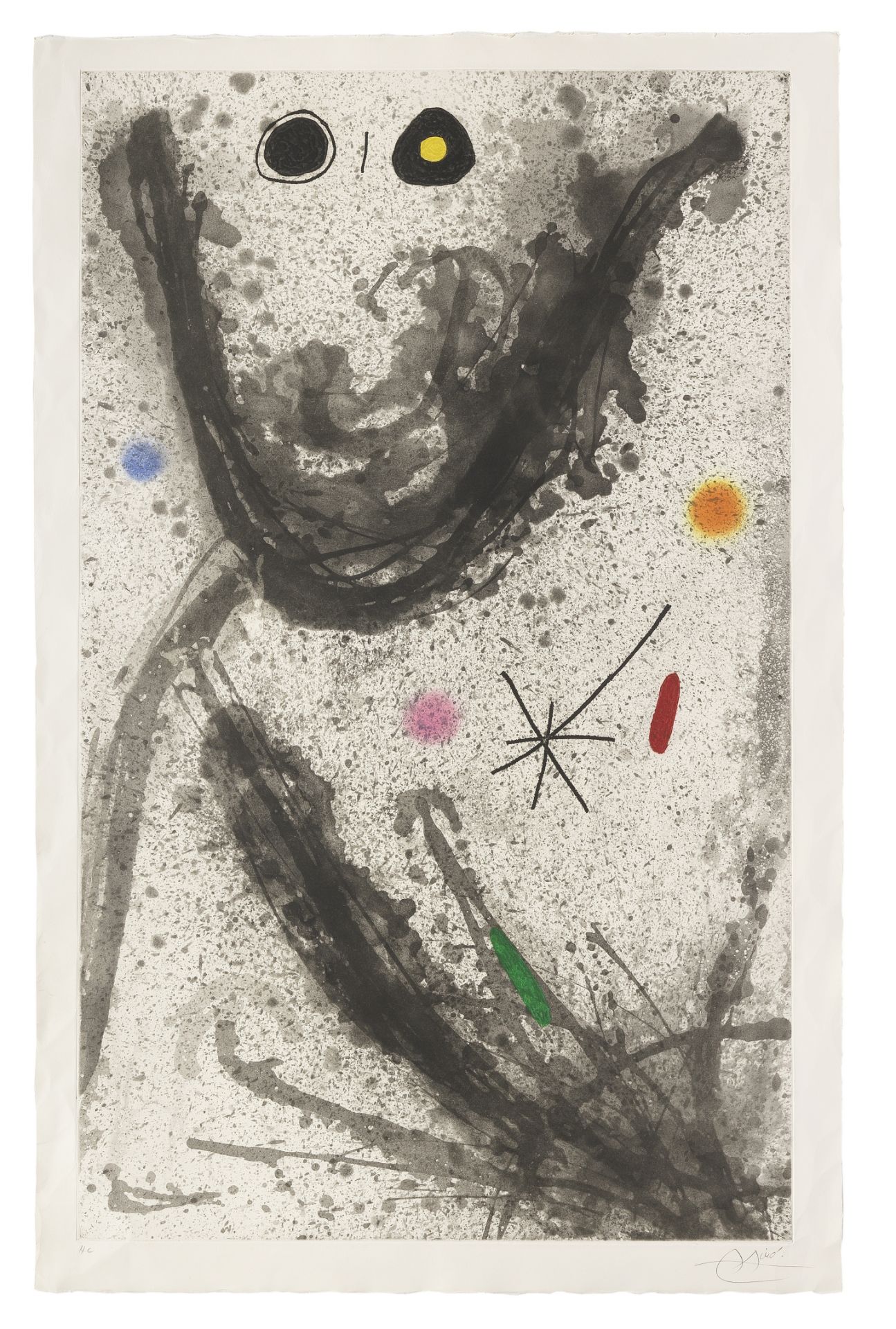 Joan Mir&#243; (1893-1983) Le Puisatier Etching, aquatint and carborundum in colours, 1969, on Ar...