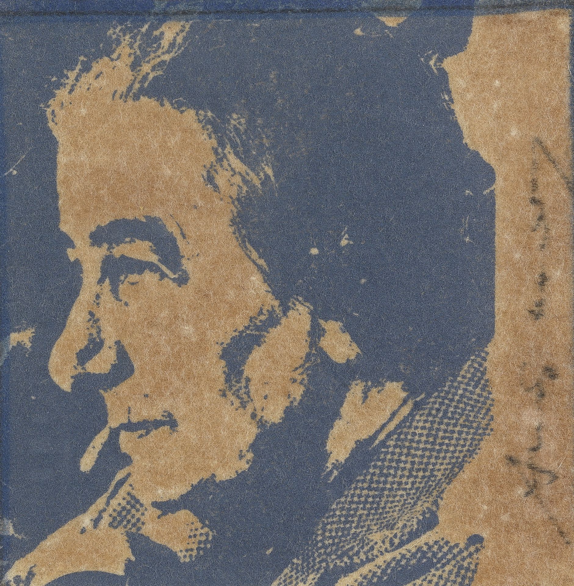 Andy Warhol (1928-1987) Golda Meir Screenprint in blue, 1973, on felt, signed in felt-tip pen, f...