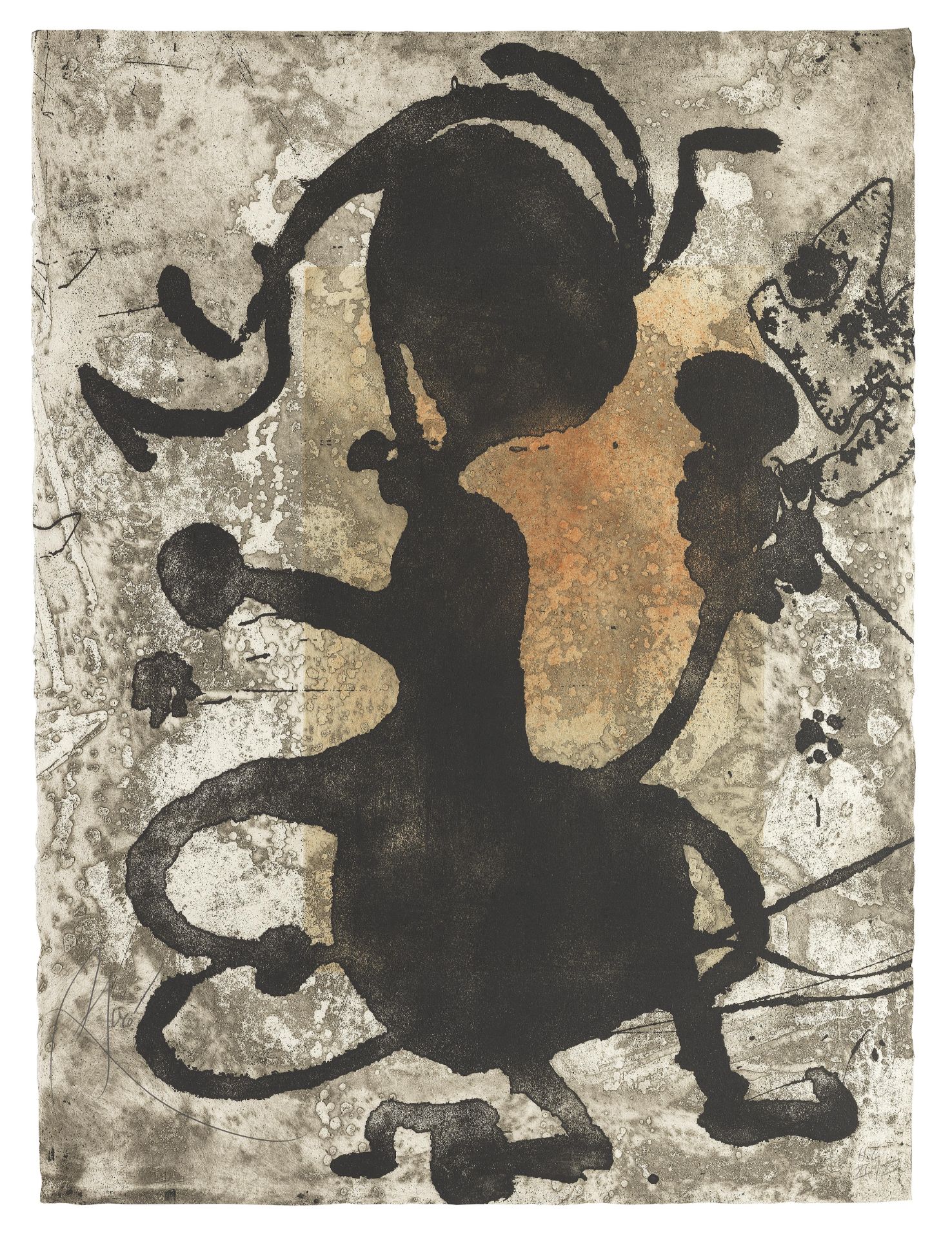 Joan Mir&#243; (1893-1983) Rupestres II, Cave Paintings II Etching in colours, 1979, on Arches wo...