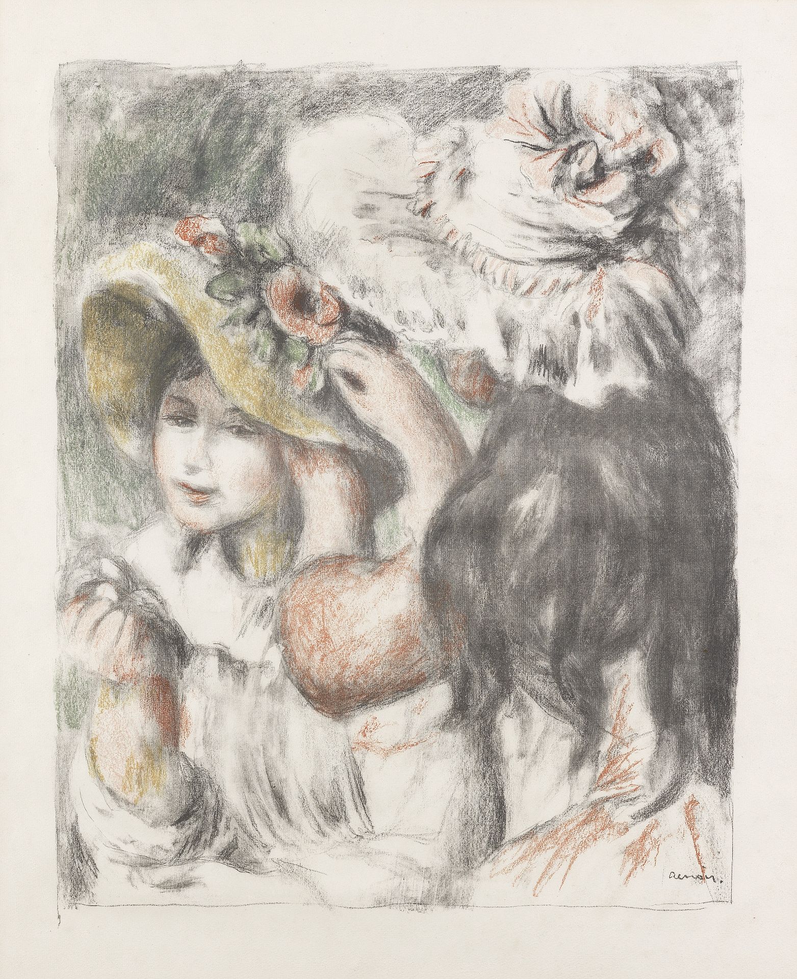 Pierre-Auguste Renoir (1841-1919) Le Chapeau &#201;pingl&#233;, 2&#232;me Planche Lithograph in c...