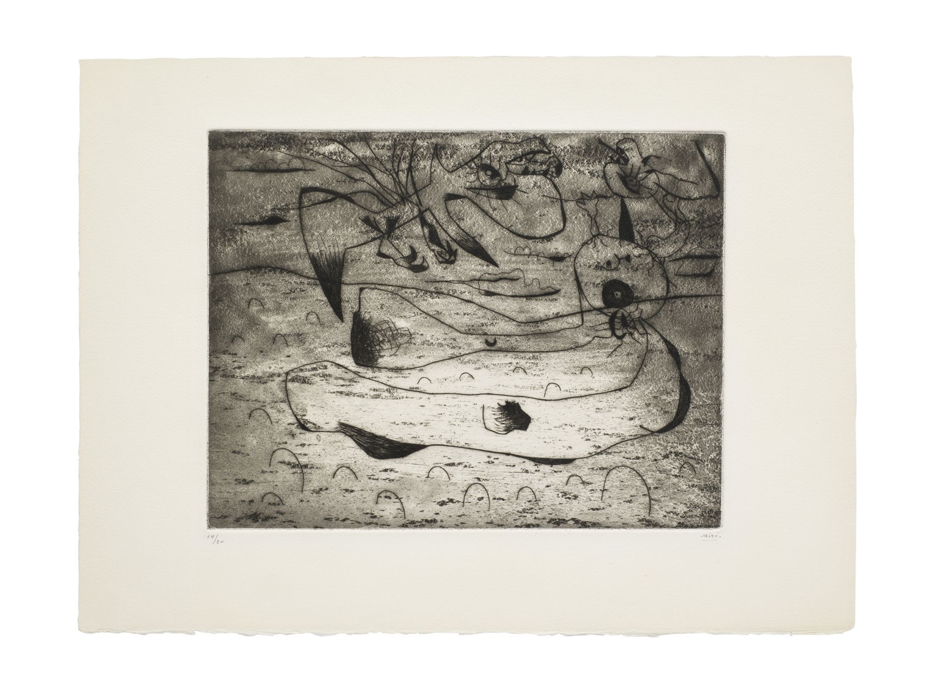 Joan Mir&#243; (1893-1983) L'Aigle et la Femme la Nuit Etching and drypoint, 1938, on Arches wove...