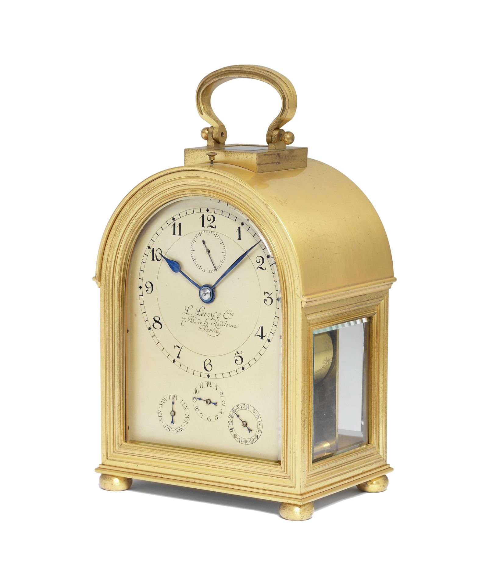 A fine early 20th century French bourne-shaped grande sonnerie carriage clock with running second...