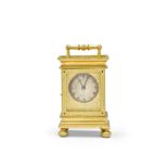 A second quarter of the 19th century engraved gilt brass fusee carriage timepiece Signed Harvey &...