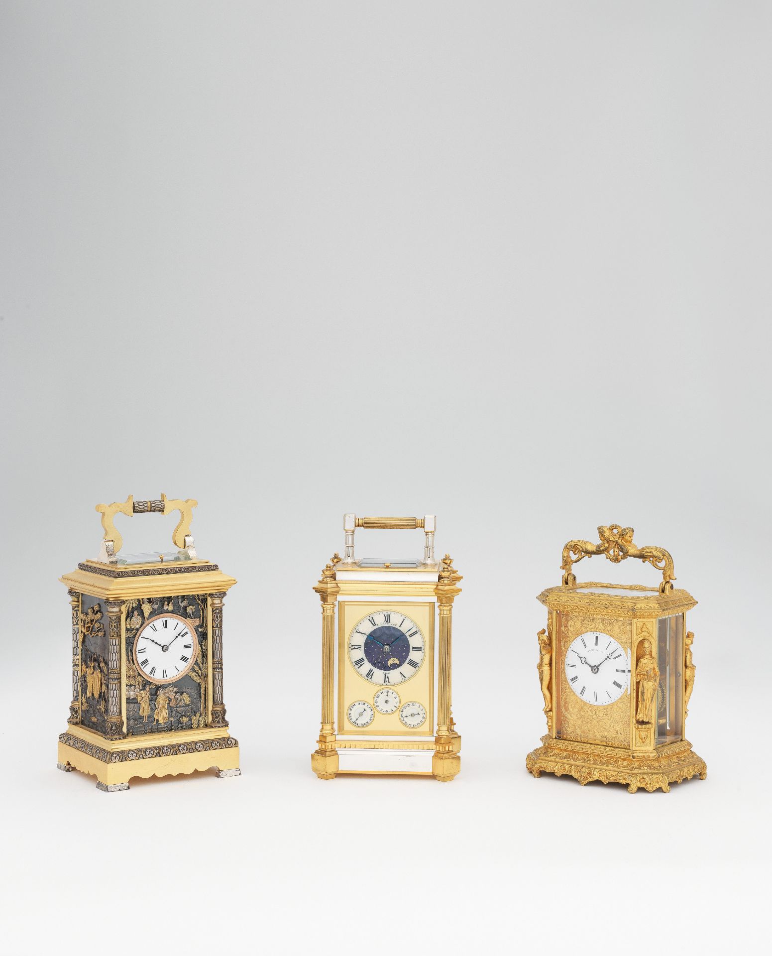 A fine and rare late 19th century French repeating carriage clock with exotic Orientalist coloure...