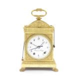 A second quarter of the 19th century French ormolu grande sonnerie 'Pendule d'Officier' with pull...