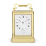 A fine and very rare 19th century English quarter striking giant lacquered brass carriage clock J...