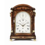 A first half of the 19th century brass inlaid rosewood quarter chiming table clock John Palmer, G...