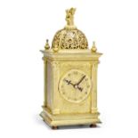 A fine late 19th century engraved gilt brass Renaissance-style small striking 'Turmchenuhr' with ...