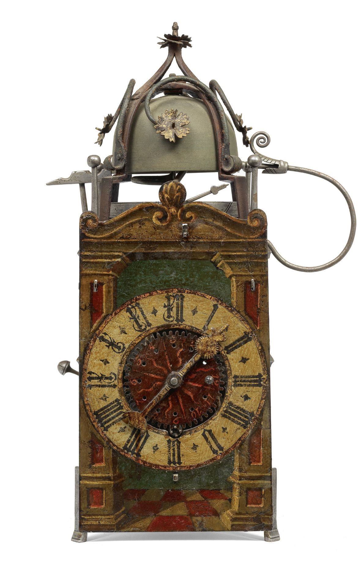 A German weight driven wall clock with alarm in the manner of Erhard Liechti of Winterthur Bearin...