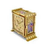 A mid 20th century Swiss gilt brass and champleve enamel mantel clock 1