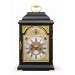 A first half of the 18th century ebonised table clock with pull cord repeat Richard Peckover, Lon...