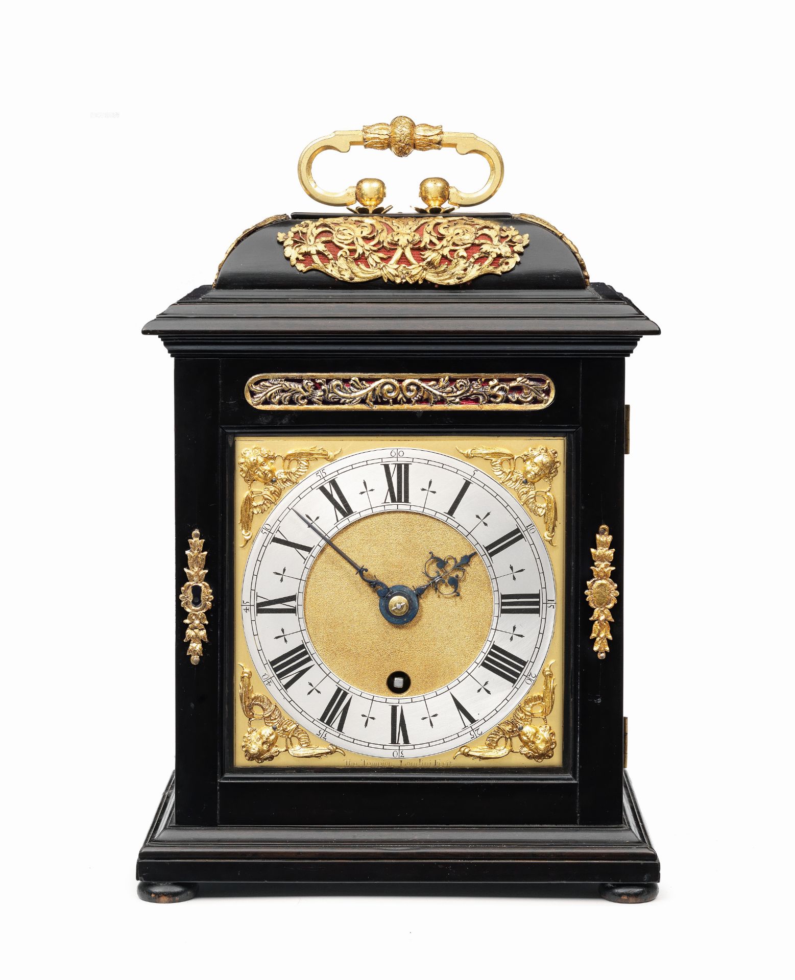 A fine and very rare late 17th century ebony veneered quarter repeating table timepiece Thomas To...