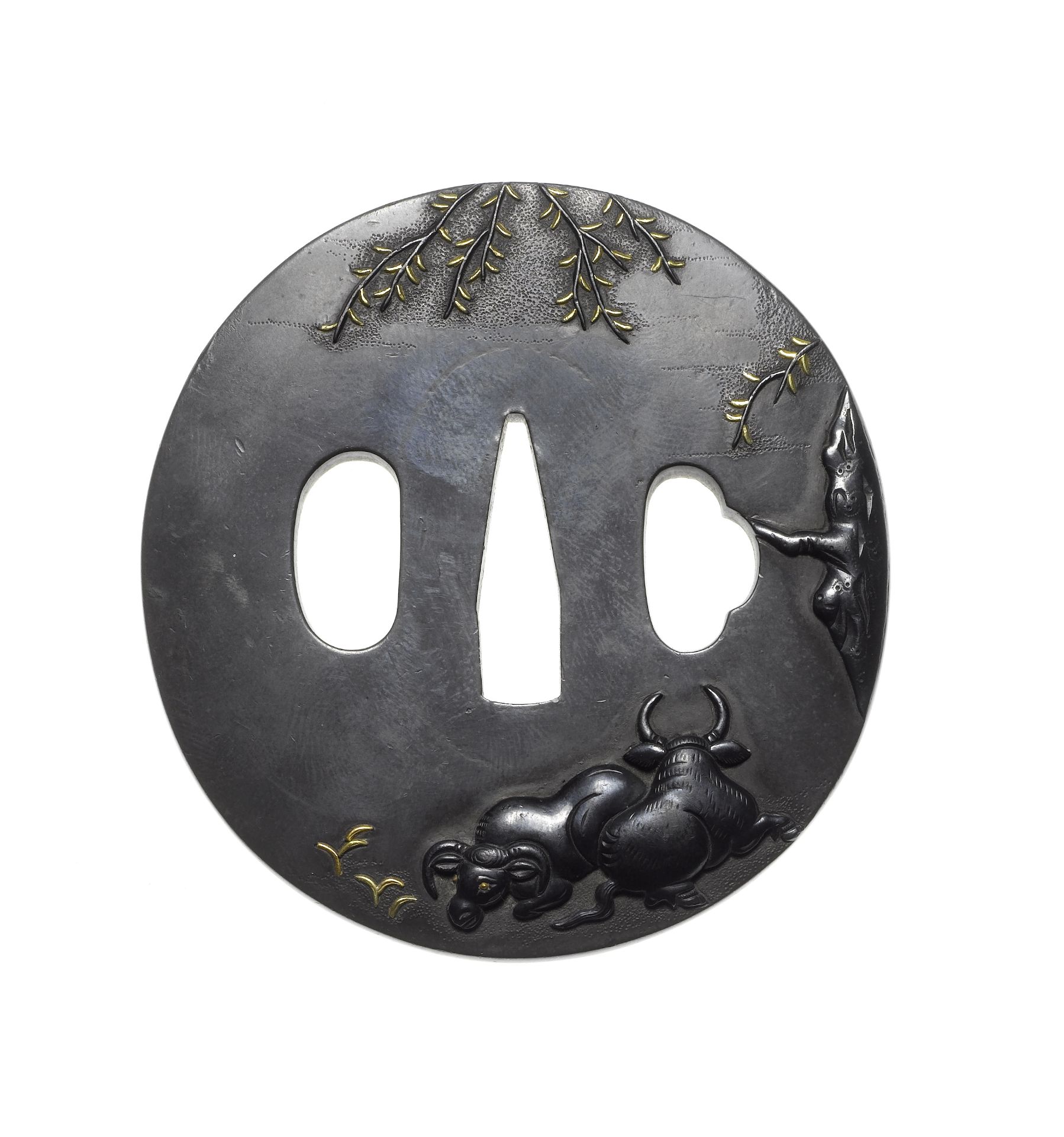 A dark shibuichi tsuba Iwamoto School, 19th century