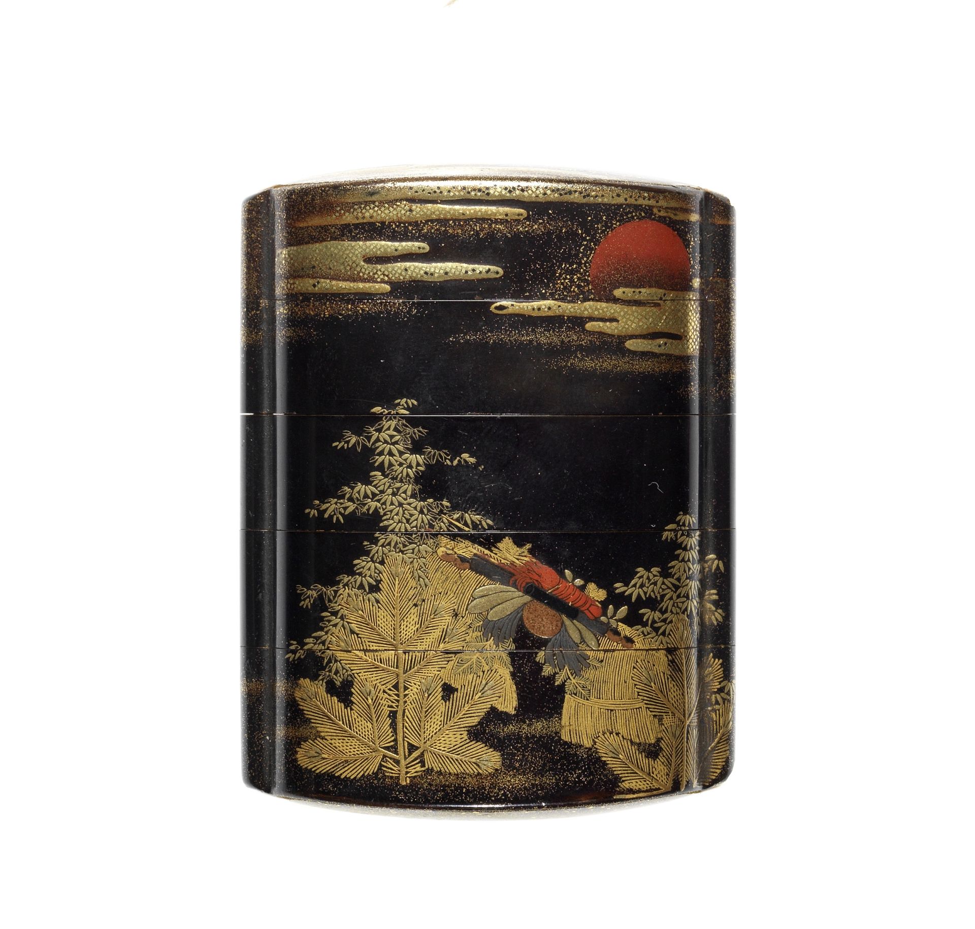 A black-lacquer four-case inro By Koami Choin/Choshu, 18th century