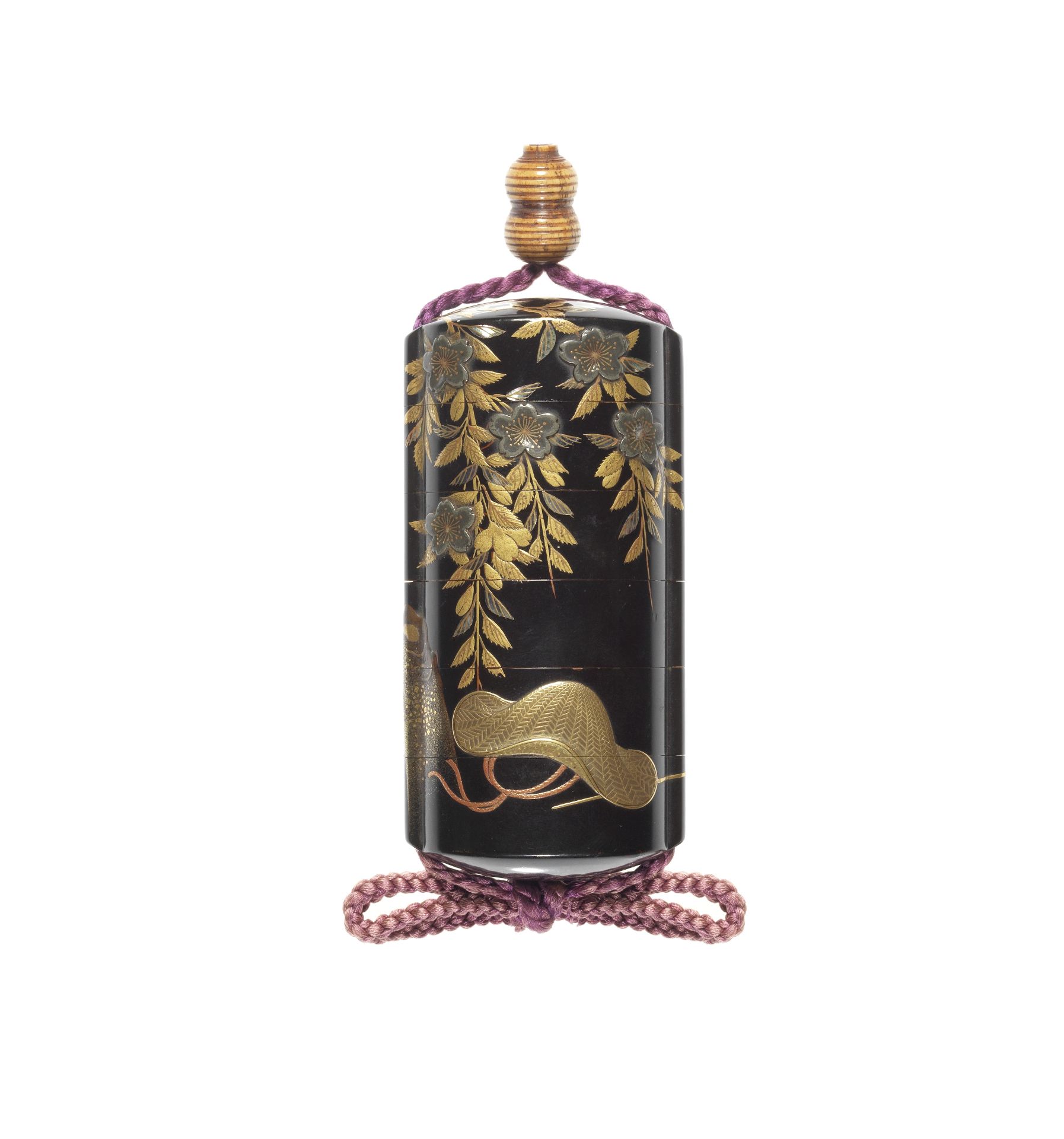 A black-lacquer five-case inro By Kanshosai Toju(sai) (fl. circa 1800), late 18th/early 19th cen...