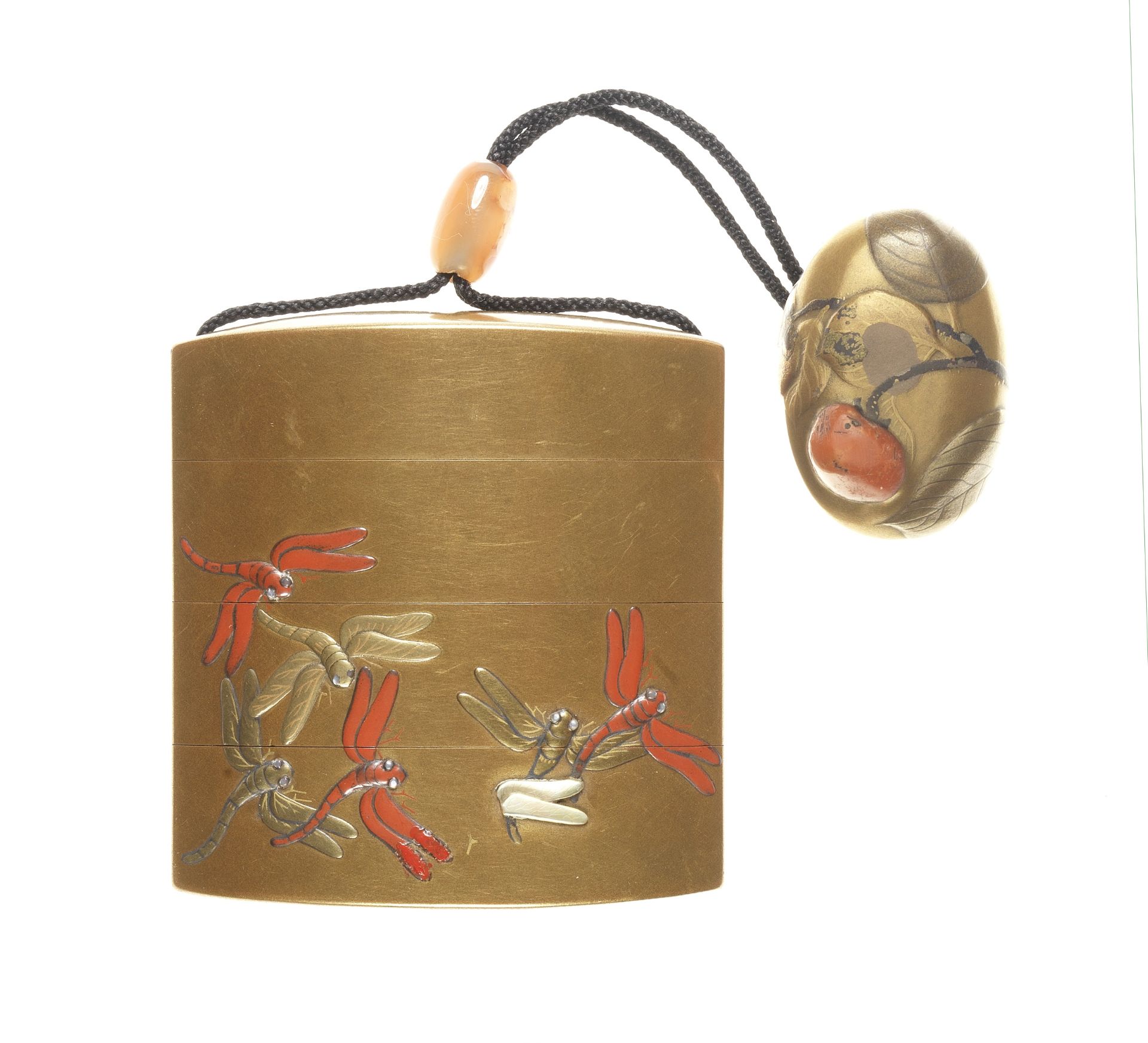 A gold-lacquer three-case inro By Koami Choko (Nagataka) after a design by Hogen Terunobu, early...