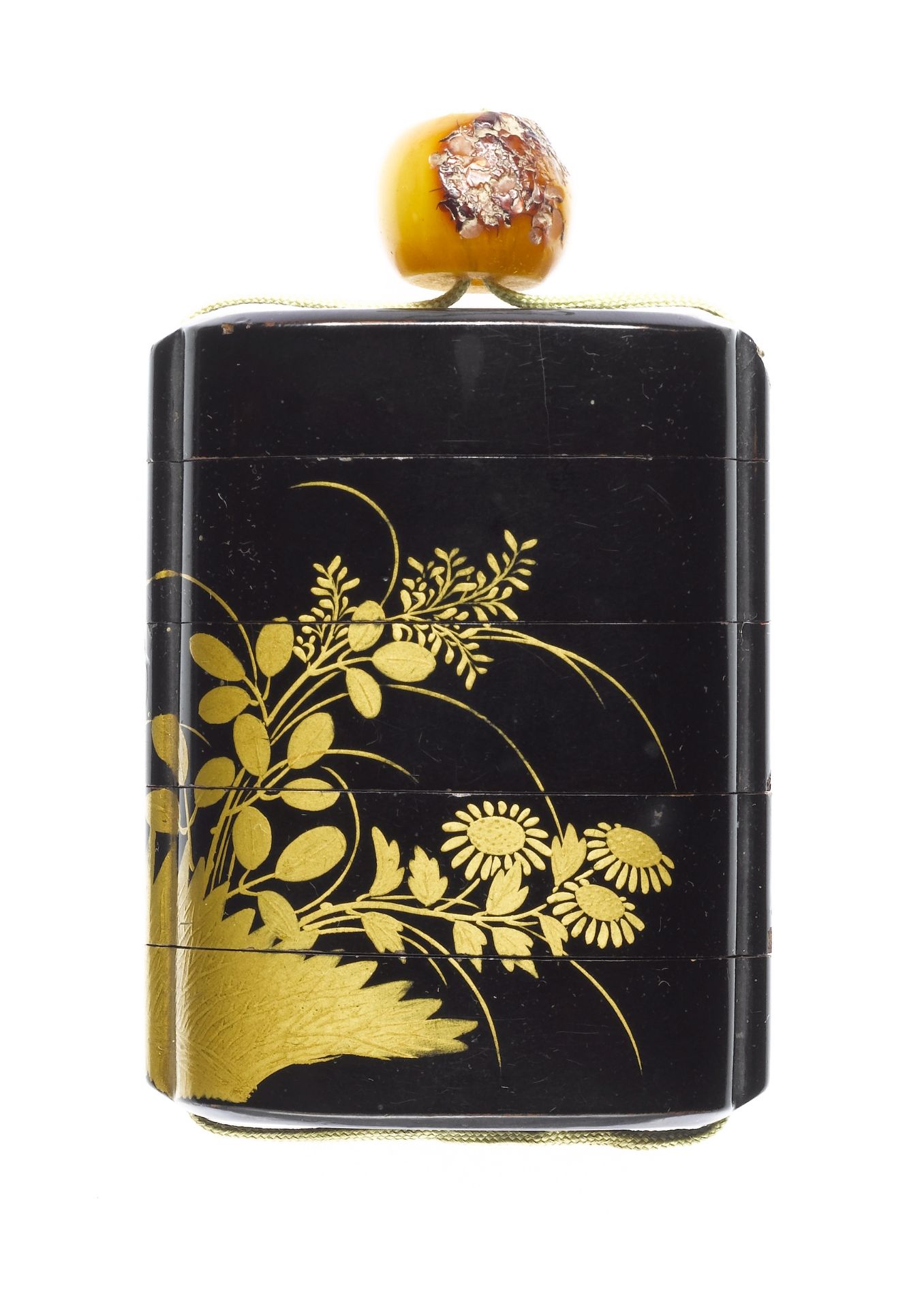 A black-lacquer four-case inro By Kahei, 18th century