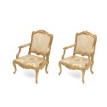 A PAIR OF LOUIS XV STYLE GILTWOOD FAUTEUILS French, 19th century (2)