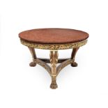 A parcel-gilt rosewood centre table 19th century