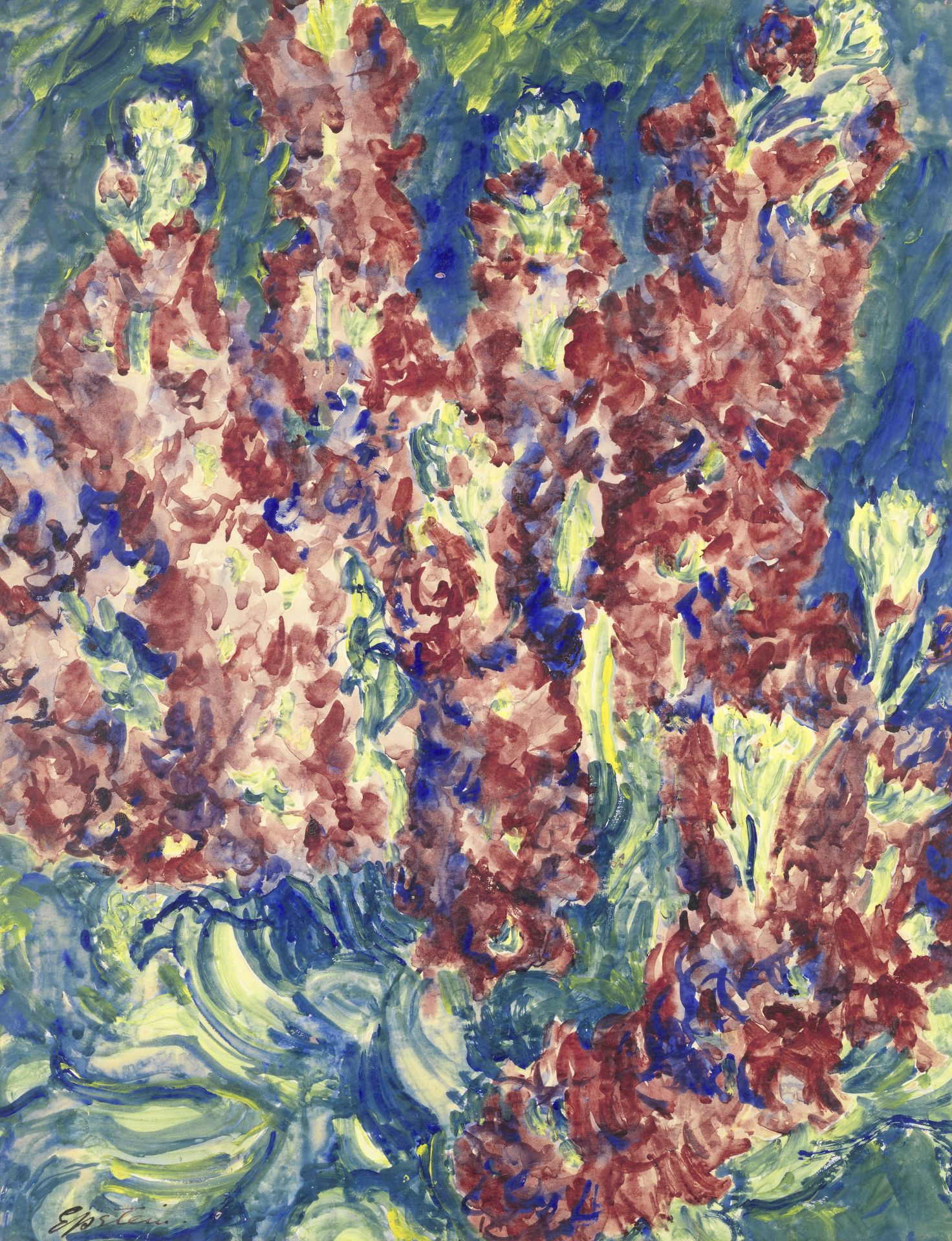 Sir Jacob Epstein (British, 1880-1959) Stock Flowers (Painted in 1936)