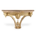 A FINE GEORGE III CARVED GILTWOOD CONSOLE TABLE In the manner of Robert Adam